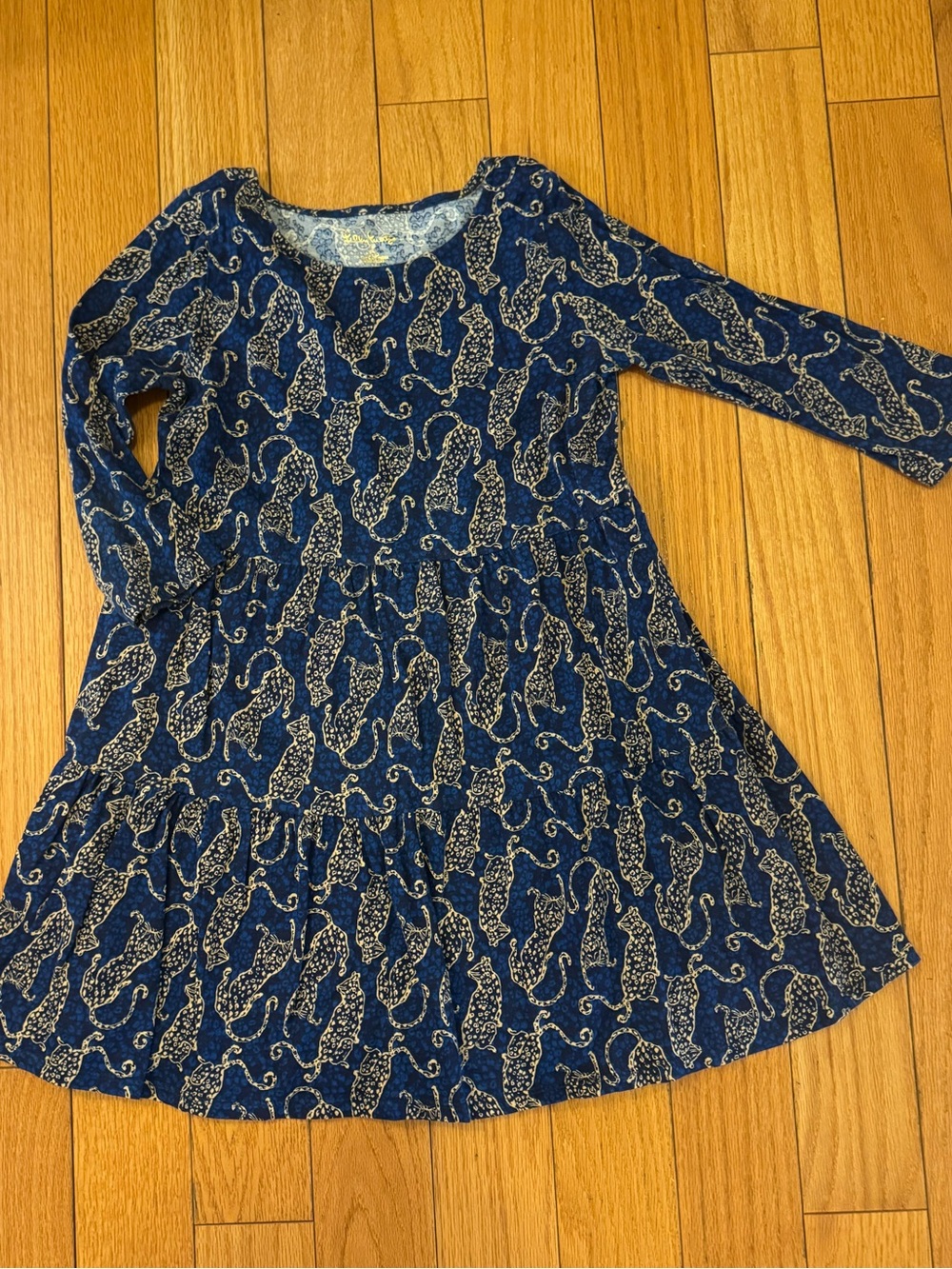 Girls' Lilly Pulitzer Navy Leopard Print Dress, Size 8/10